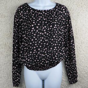 H&M*‎ Women's Long Sleeve Boat Neck Elastic Hem/Cuffs Pullover Blouse~ Size 8